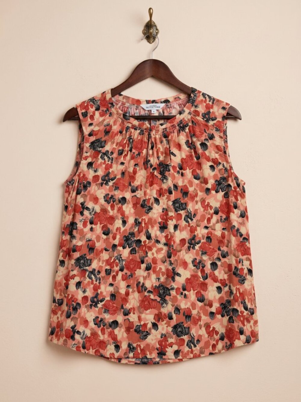 Northern Reflections Pink Floral Sleeveless Blouse 100% Viscose Women's M